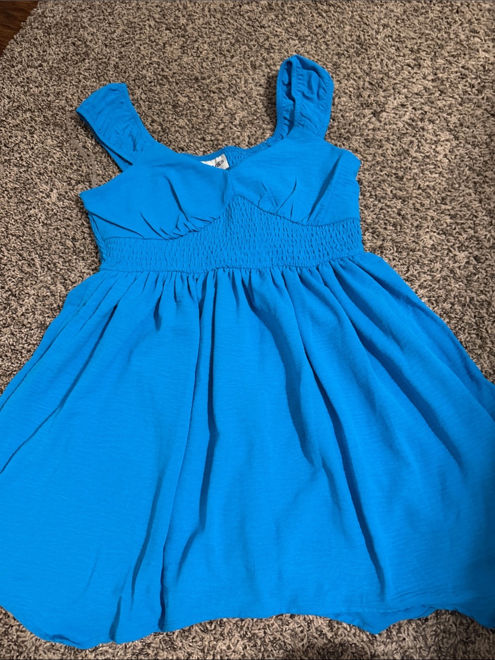 No Boundaries Bright Blue Mini Dress with Smocked Waist